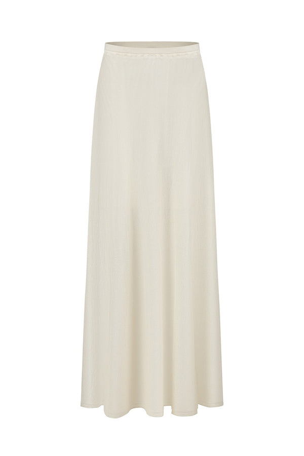 SWAYING 24 Early Autumn Bamboo Cashmere Swing Skirt SW-SW24PF3B07-BAI White